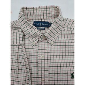 Ralph Lauren Classic Fit Pink Plaid Button Down Long Sleeve Shirt Mens L